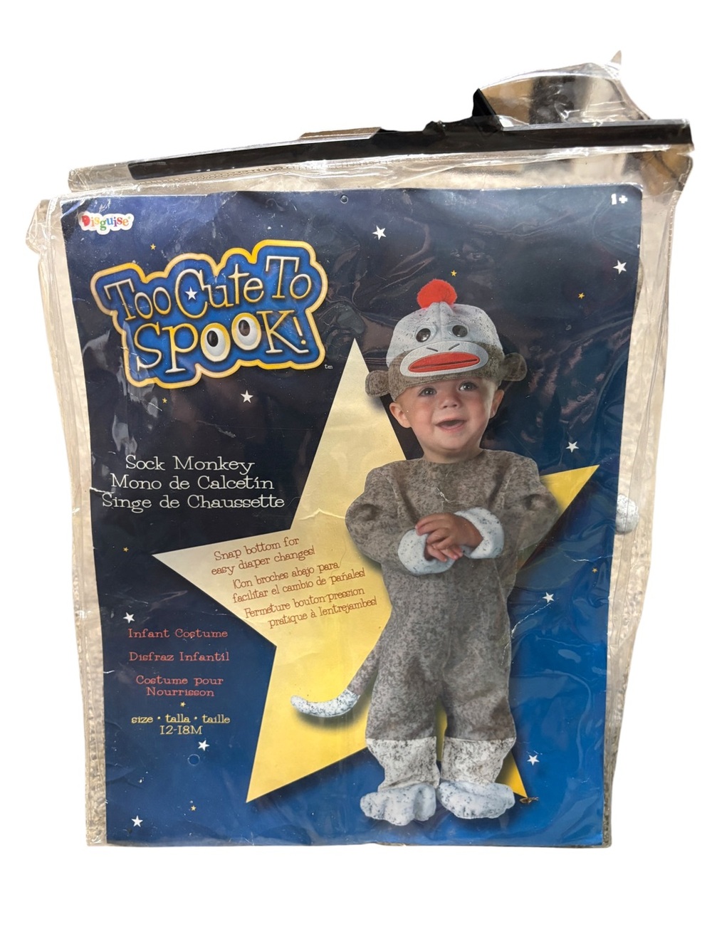 Disguise Too Cute To Spook Sock Monkey Baby Halloween Costume 12-18M NIP